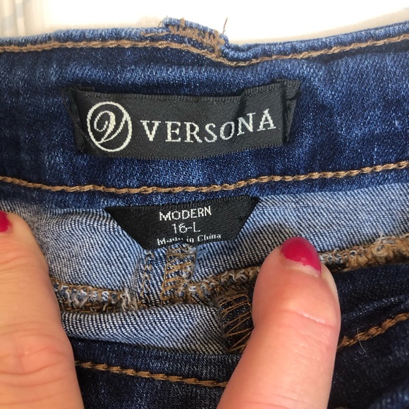 Versona BOHO Flare Striped Color Block Jeans Size 16 L - Picture 4 of 11
